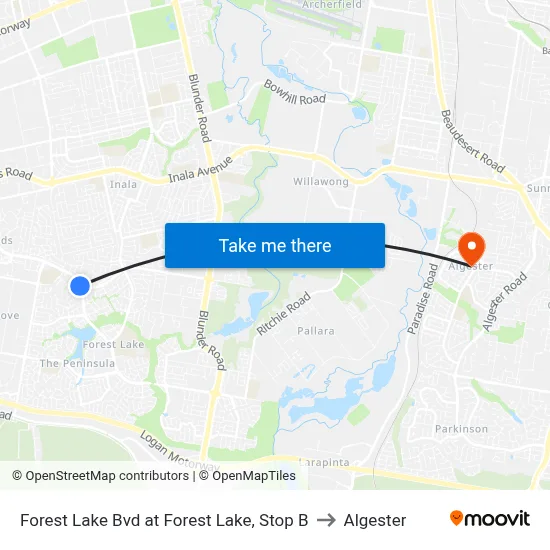 Forest Lake Bvd at Forest Lake, Stop B to Algester map