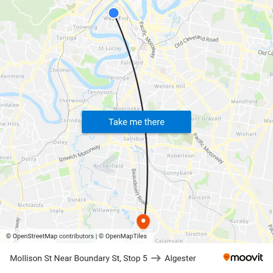 Mollison St Near Boundary St, Stop 5 to Algester map