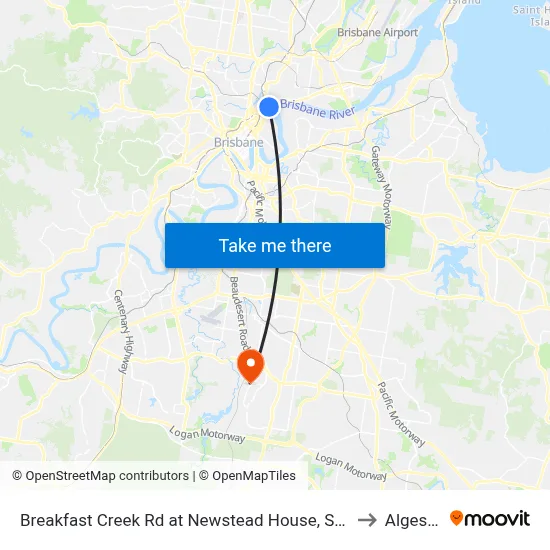 Breakfast Creek Rd at Newstead House, Stop 12 to Algester map