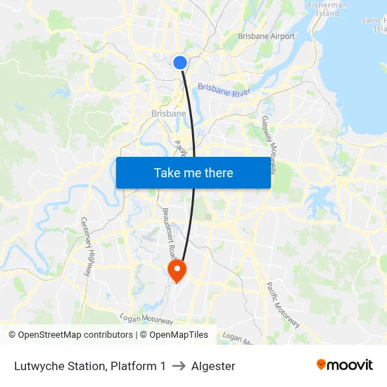 Lutwyche Station, Platform 1 to Algester map