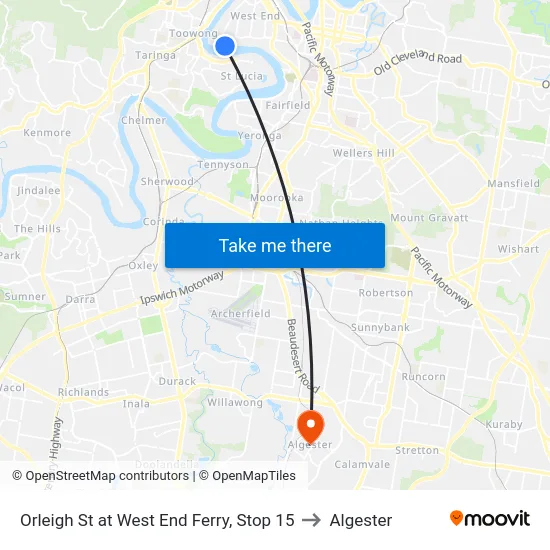 Orleigh St at West End Ferry, Stop 15 to Algester map