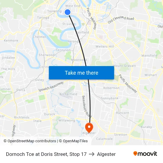 Dornoch Tce at Doris Street, Stop 17 to Algester map