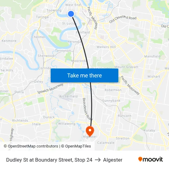 Dudley St at Boundary Street, Stop 24 to Algester map