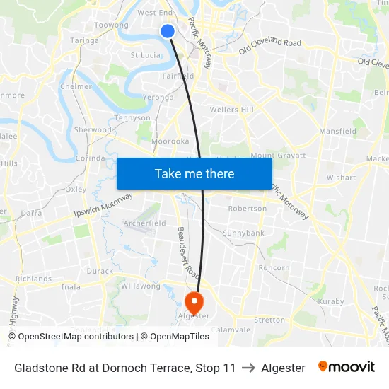 Gladstone Rd at Dornoch Terrace, Stop 11 to Algester map