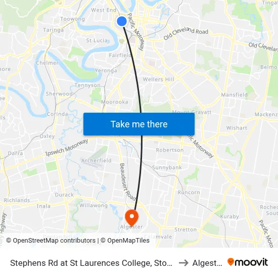 Stephens Rd at St Laurences College, Stop 7 to Algester map