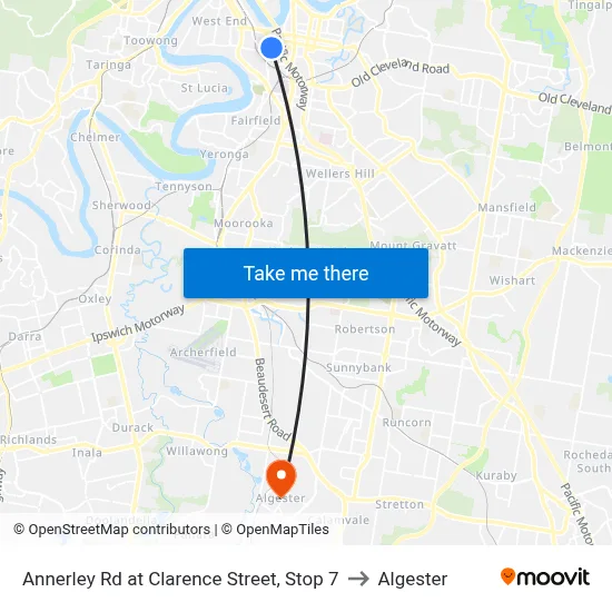 Annerley Rd at Clarence Street, Stop 7 to Algester map