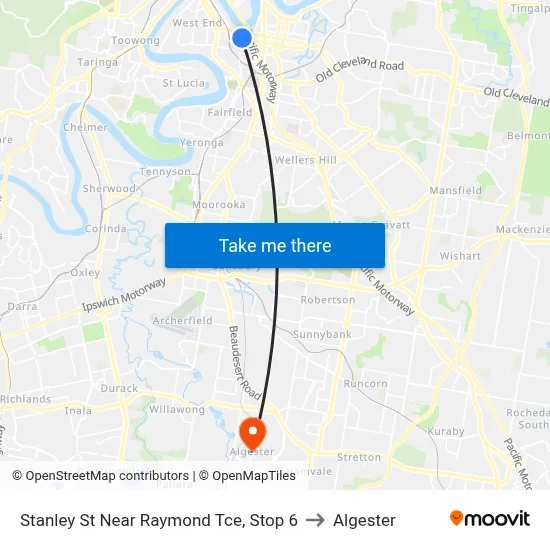 Stanley St Near Raymond Tce, Stop 6 to Algester map