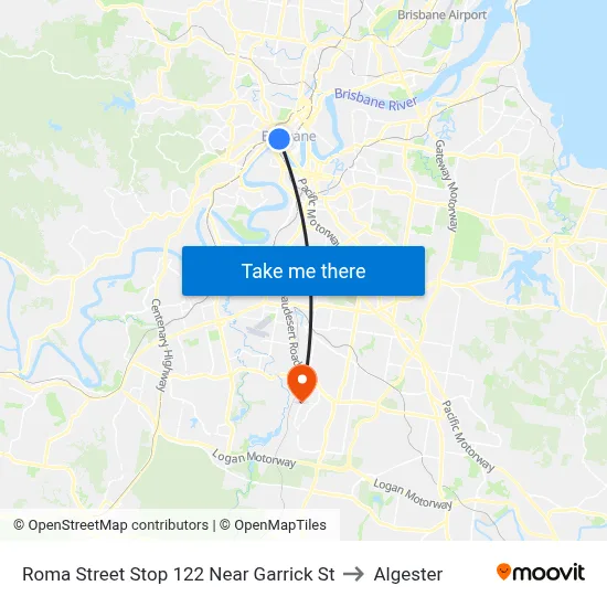 Roma Street Stop 122 Near Garrick St to Algester map
