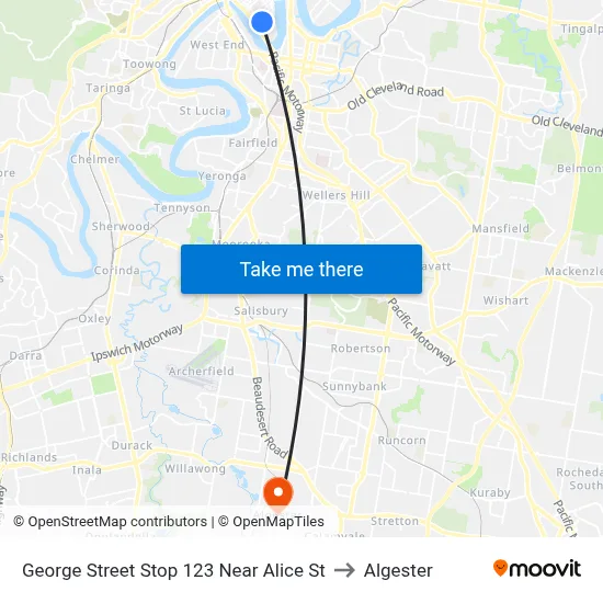 George Street Stop 123 Near Alice St to Algester map