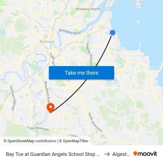 Bay Tce at Guardian Angels School Stop 95 to Algester map