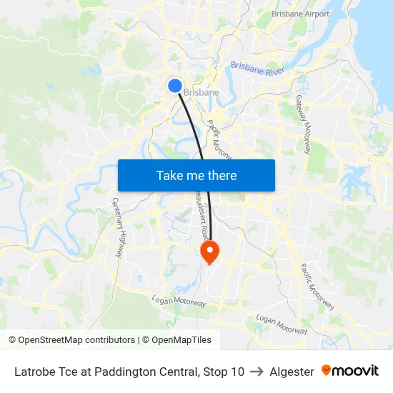 Latrobe Tce at Paddington Central, Stop 10 to Algester map