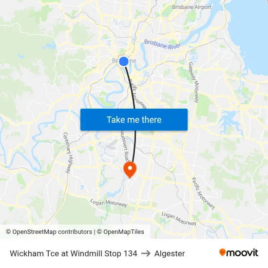 Wickham Tce at Windmill Stop 134 to Algester map