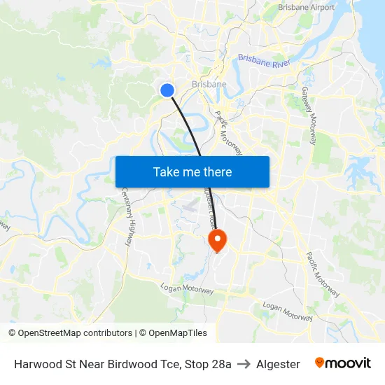 Harwood St Near Birdwood Tce, Stop 28a to Algester map