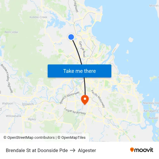 Brendale St at Doonside Pde to Algester map