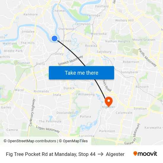 Fig Tree Pocket Rd at Mandalay, Stop 44 to Algester map