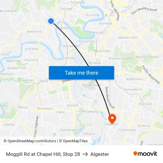 Moggill Rd at Chapel Hill, Stop 28 to Algester map