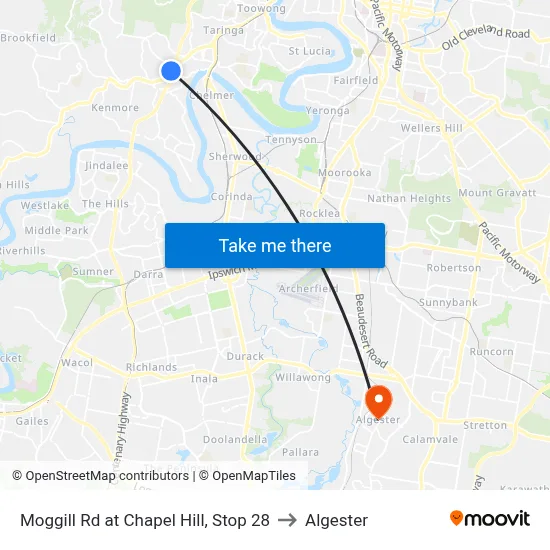 Moggill Rd at Chapel Hill, Stop 28 to Algester map
