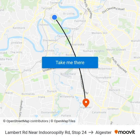 Lambert Rd Near Indooroopilly Rd, Stop 24 to Algester map
