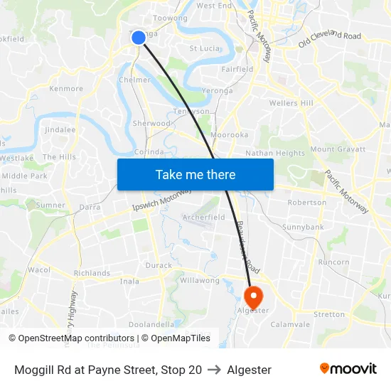 Moggill Rd at Payne Street, Stop 20 to Algester map