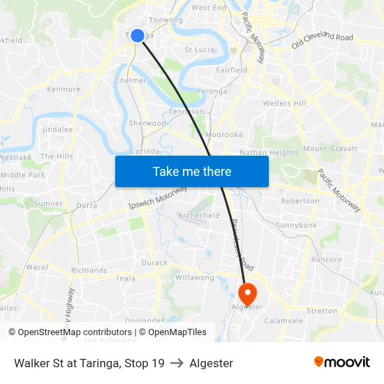 Walker St at Taringa, Stop 19 to Algester map