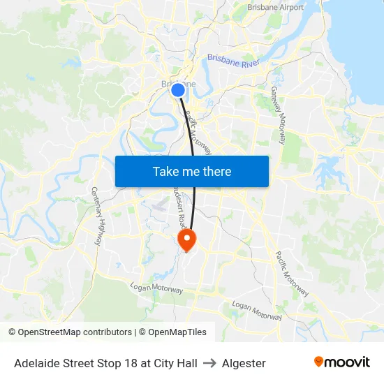 Adelaide Street Stop 18 at City Hall to Algester map
