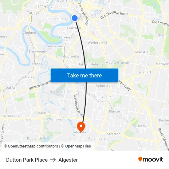 Dutton Park Place to Algester map