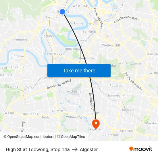 High St at Toowong, Stop 14a to Algester map