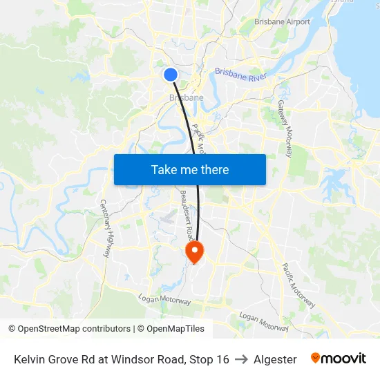 Kelvin Grove Rd at Windsor Road, Stop 16 to Algester map