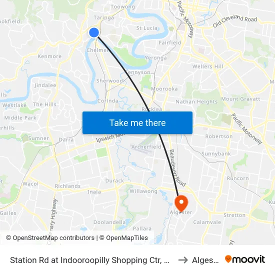 Station Rd at Indooroopilly Shopping Ctr, Stop E to Algester map