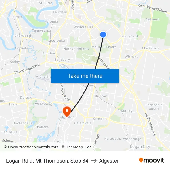 Logan Rd at Mt Thompson, Stop 34 to Algester map