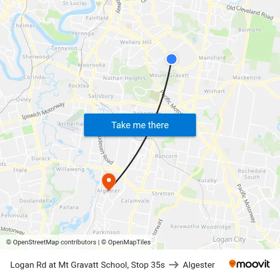 Logan Rd at Mt Gravatt School, Stop 35s to Algester map