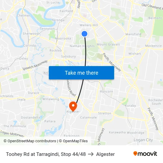 Toohey Rd at Tarragindi, Stop 44/48 to Algester map