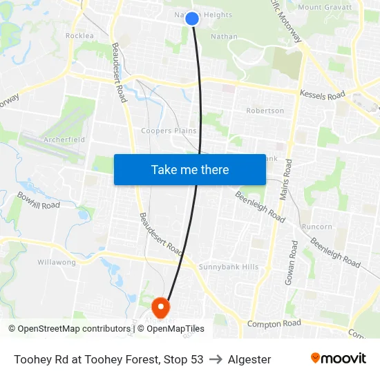 Toohey Rd at Toohey Forest, Stop 53 to Algester map