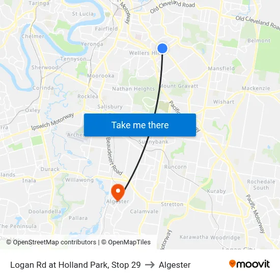 Logan Rd at Holland Park, Stop 29 to Algester map