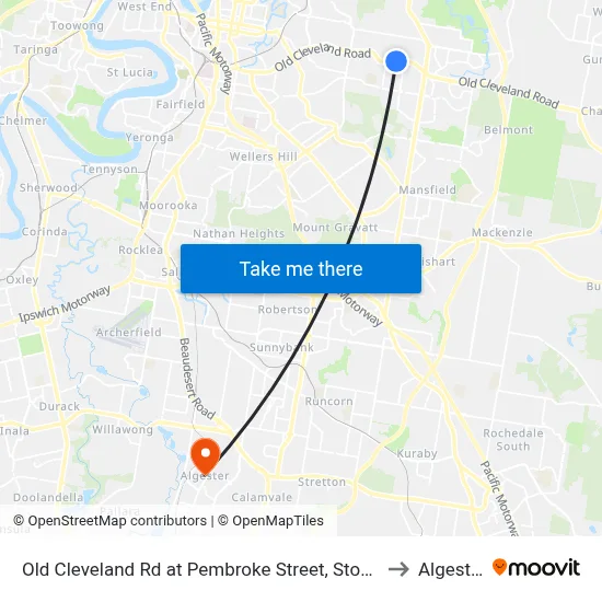 Old Cleveland Rd at Pembroke Street, Stop 36 to Algester map