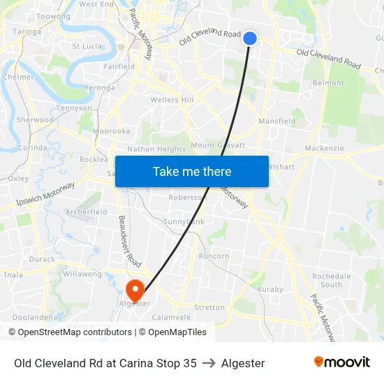 Old Cleveland Rd at Carina Stop 35 to Algester map