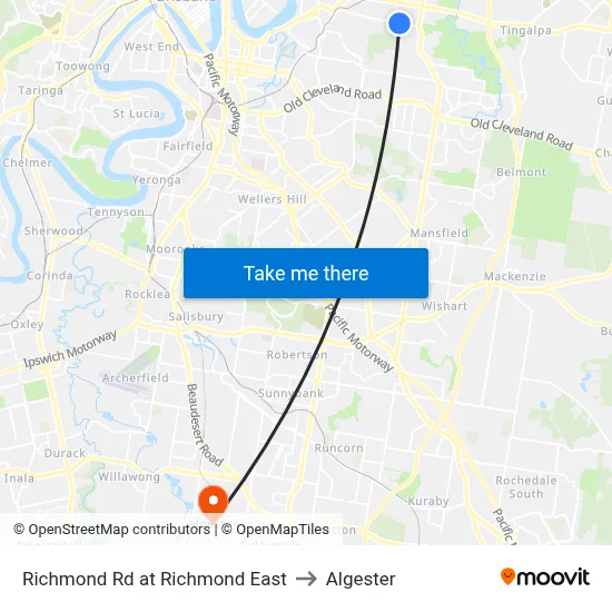 Richmond Rd at Richmond East to Algester map