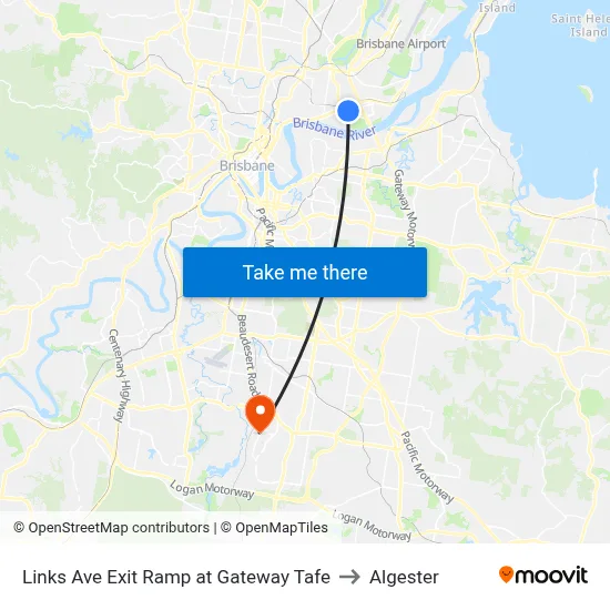 Links Ave Exit Ramp at Gateway Tafe to Algester map