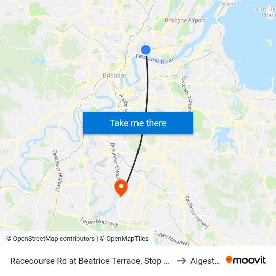 Racecourse Rd at Beatrice Terrace, Stop 22 to Algester map
