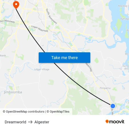Dreamworld to Algester map