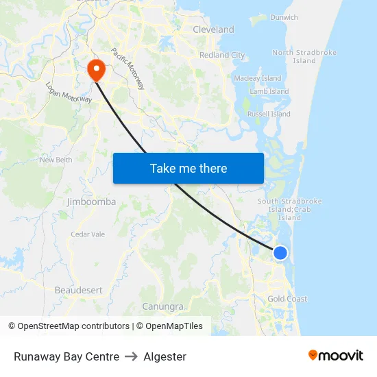 Runaway Bay Centre to Algester map