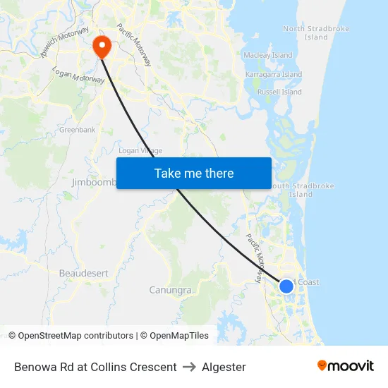 Benowa Rd at Collins Crescent to Algester map