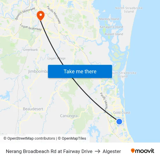 Nerang Broadbeach Rd at Fairway Drive to Algester map