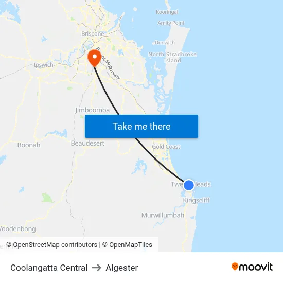 Coolangatta Central to Algester map