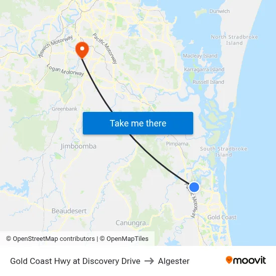 Gold Coast Hwy at Discovery Drive to Algester map