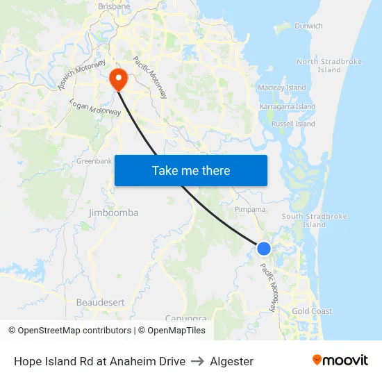 Hope Island Rd at Anaheim Drive to Algester map