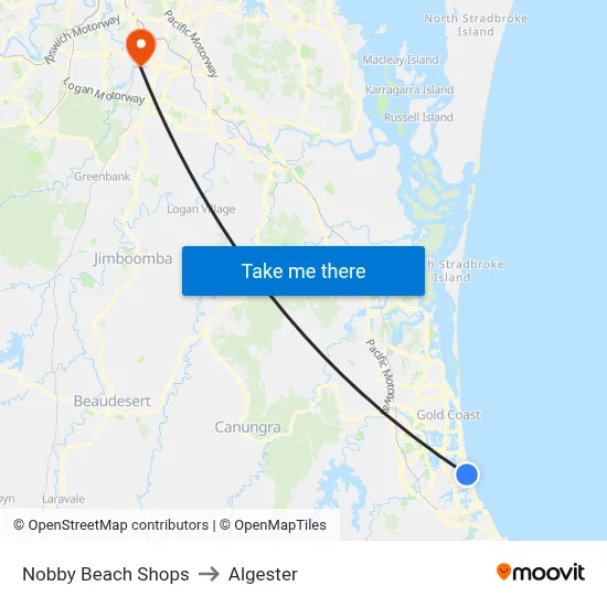 Nobby Beach Shops to Algester map