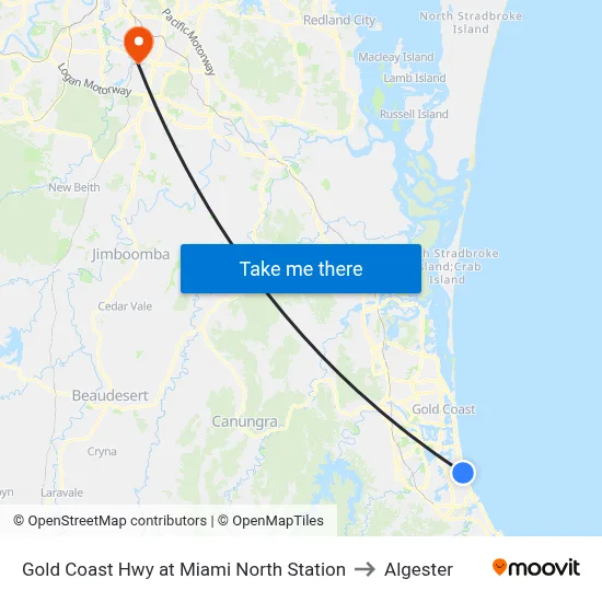 Gold Coast Hwy at Miami North Station to Algester map