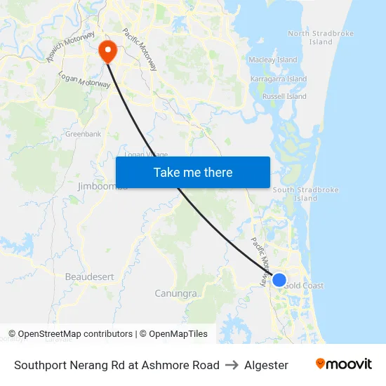 Southport Nerang Rd at Ashmore Road to Algester map