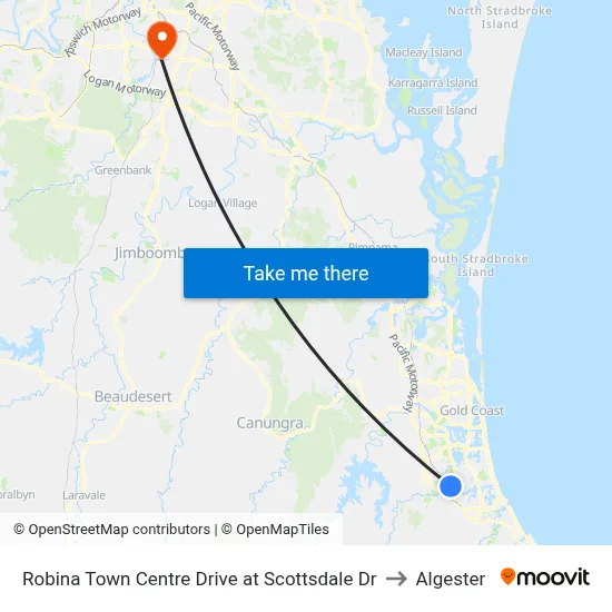 Robina Town Centre Drive at Scottsdale Dr to Algester map